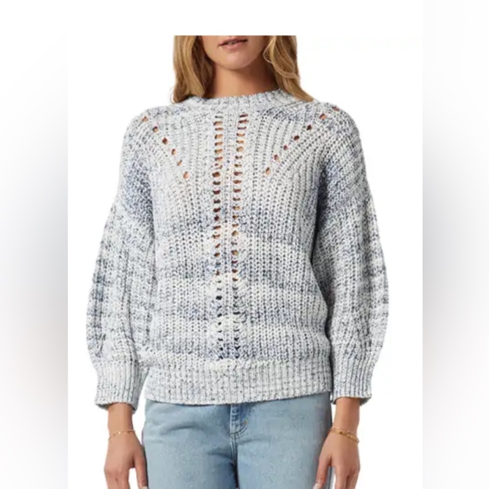 Joie women’s willey pull on sweater blue and white size L NWT